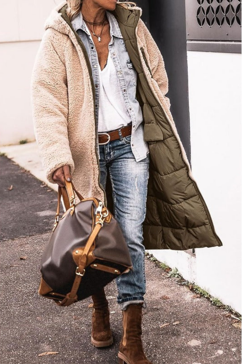 Trendy Reversible Women’s Winter Coat – Sofia-Brown-S-State of Style