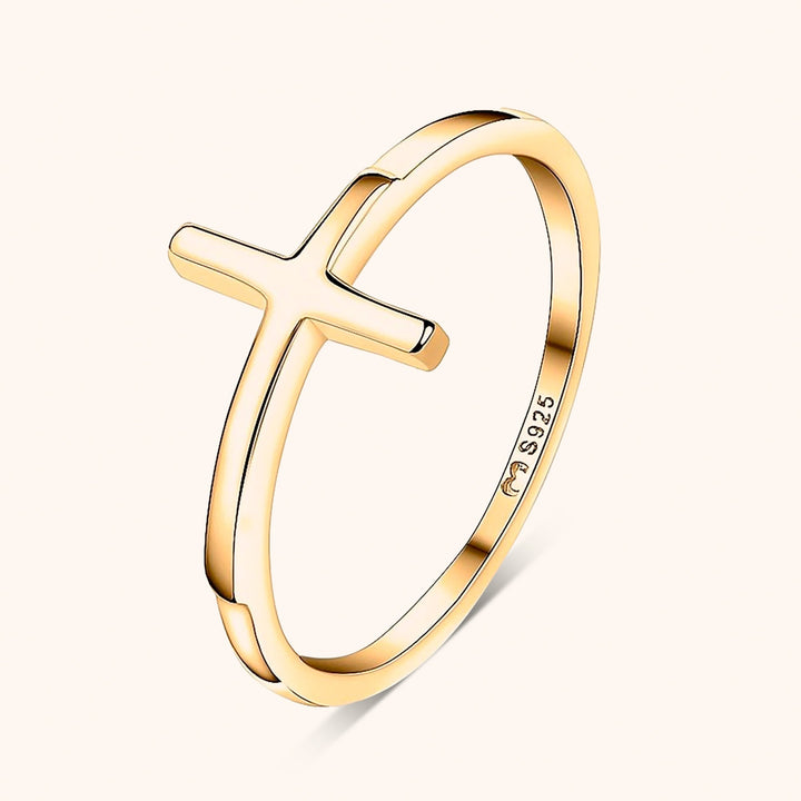 Trendy Ring with Cross Detail – Amélie-Gold-5-State of Style