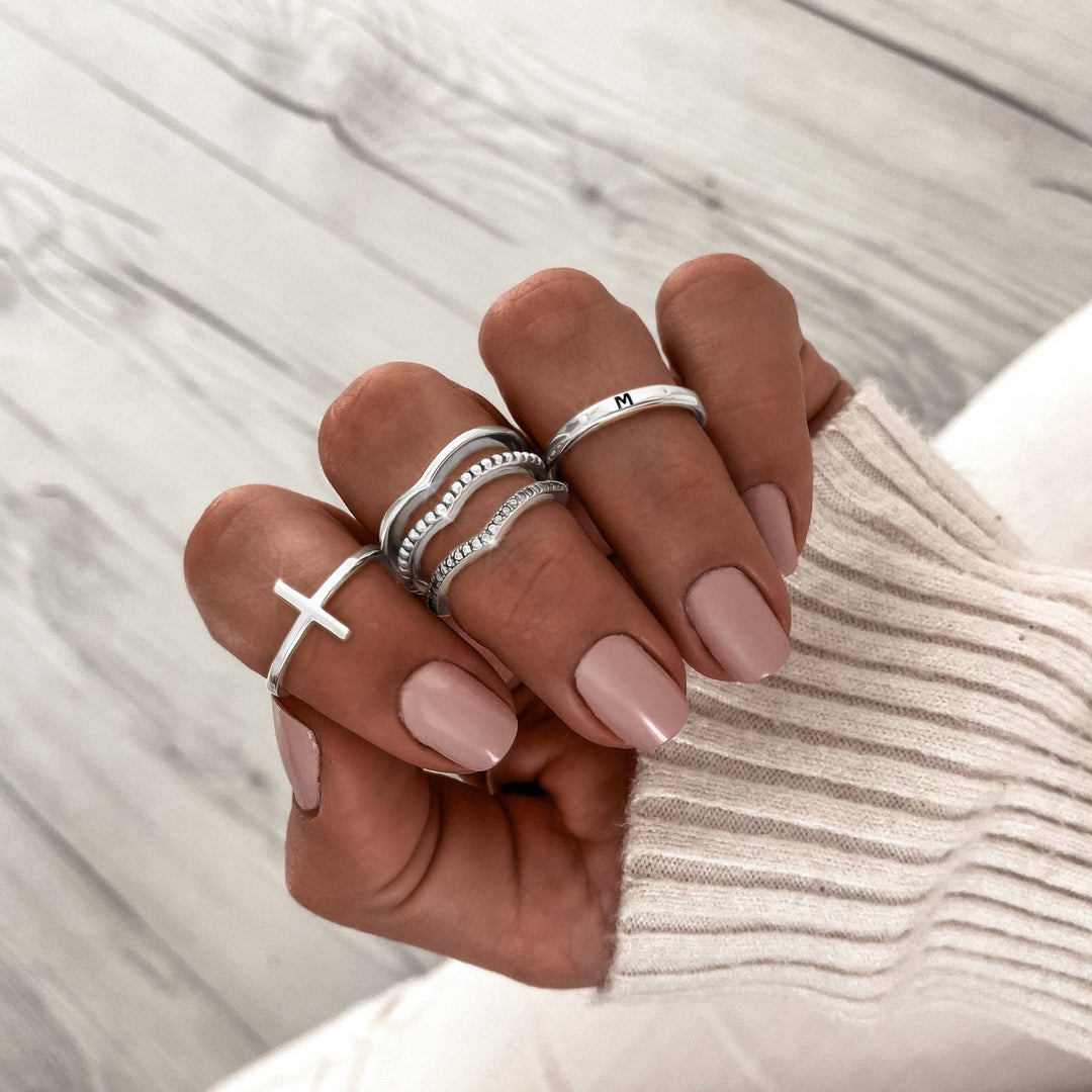 Trendy Ring with Cross Detail – Amélie-Silver-5-State of Style
