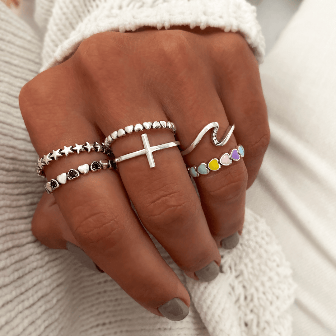 Trendy Ring with Cross Detail – Amélie-Silver-5-State of Style