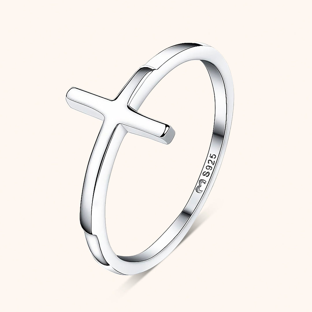 Trendy Ring with Cross Detail – Amélie-Silver-5-State of Style