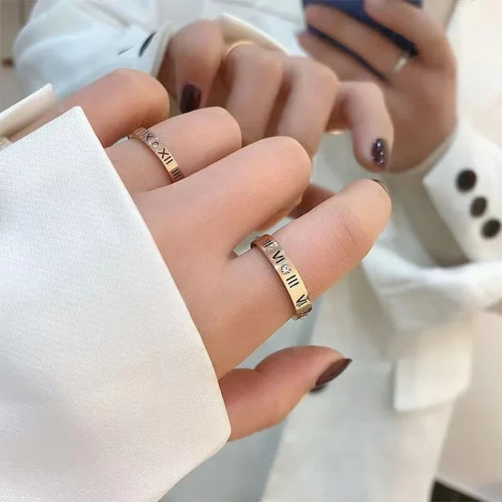 Trendy Roman Numeral Ring - Aurielle-Rose Gold-5-State of Style