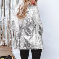 Trendy Sequined Blazer - Olivia-Silver-S-State of Style