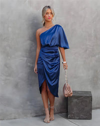 Trendy Silk Party Dress - Celina-Blue-XS-State of Style