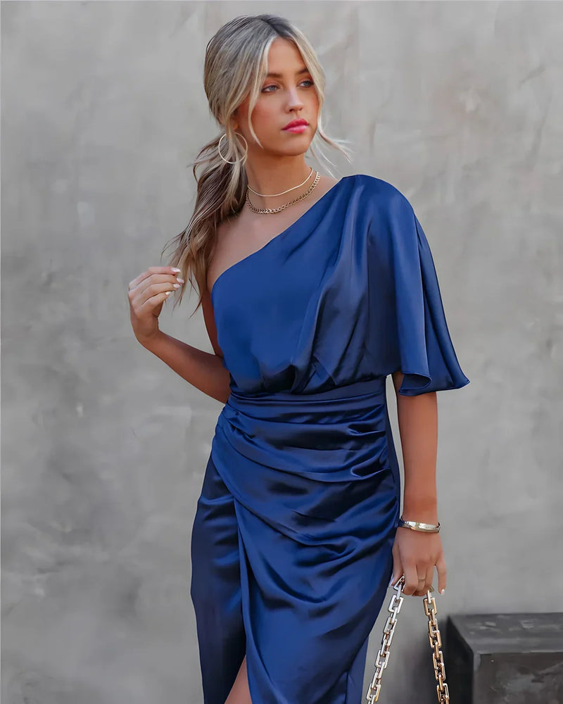 Trendy Silk Party Dress - Celina-Blue-XS-State of Style
