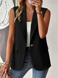 Trendy Sleeveless Blazer with Button Details - Yara-S-State of Style