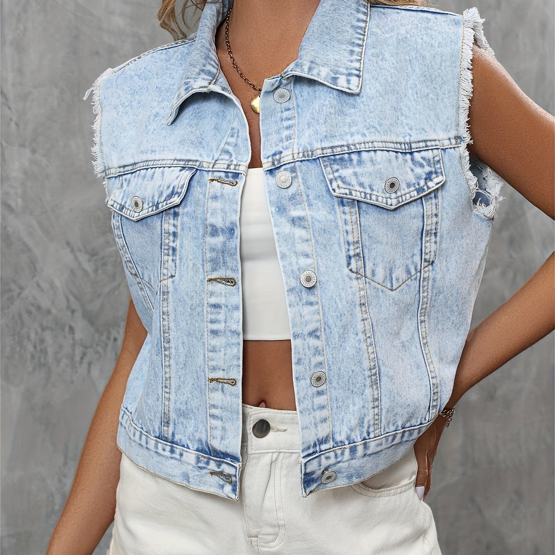 Trendy Sleeveless Denim Vest - Mila-Light Blue-XS-State of Style