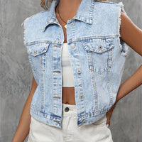 Trendy Sleeveless Denim Vest - Mila-Light Blue-XS-State of Style