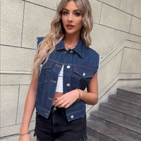 Trendy Sleeveless Denim Vest - Mila-Light Blue-XS-State of Style