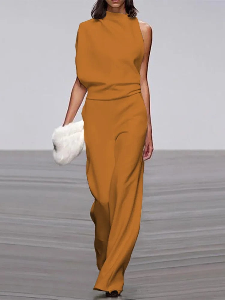 Trendy Sleeveless Round Neck Jumpsuit-Yellow-32-State of Style