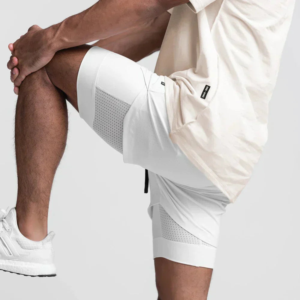 Trendy sports shorts with breathable material and side pocket – Marky-White-S-State of Style
