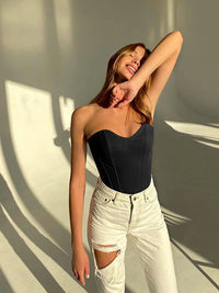 Trendy Strapless Crop Top with Slim Fit – Yva-Purple-S-State of Style