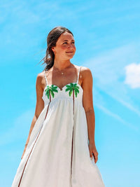 Trendy strappy dress with tropical palm print – Estelle-White-S-State of Style