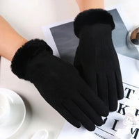 Trendy Suede Ladies Gloves - Mirella-Black-State of Style