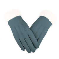 Trendy Suede Ladies Gloves - Mirella-Blue-State of Style
