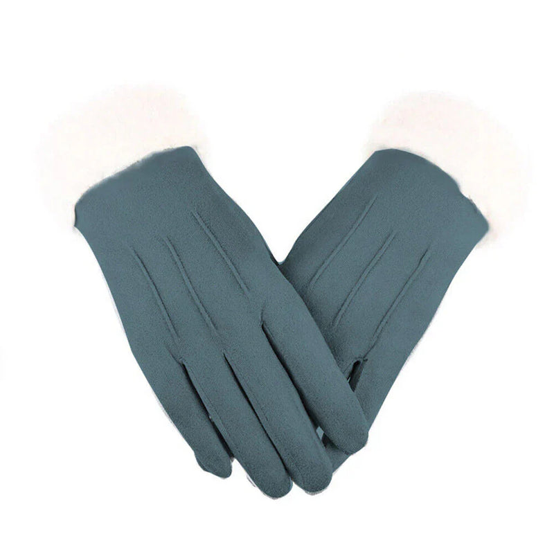 Trendy Suede Ladies Gloves - Mirella-Blue-State of Style