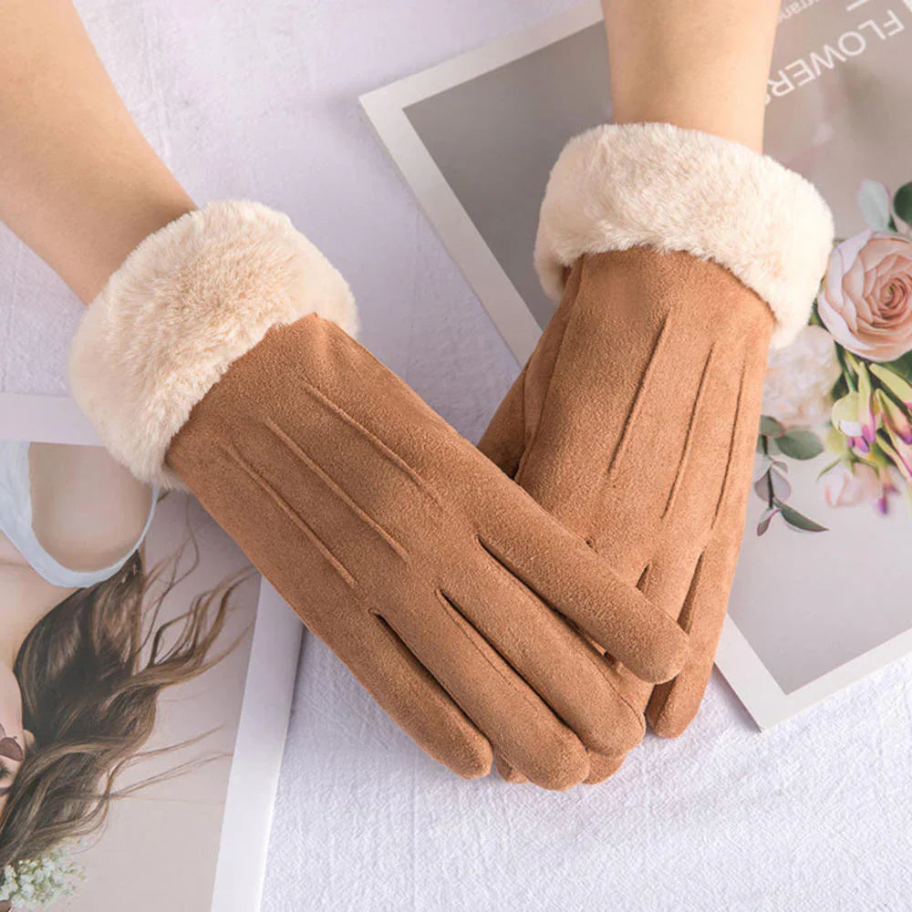 Trendy Suede Ladies Gloves - Mirella-Coffee-State of Style