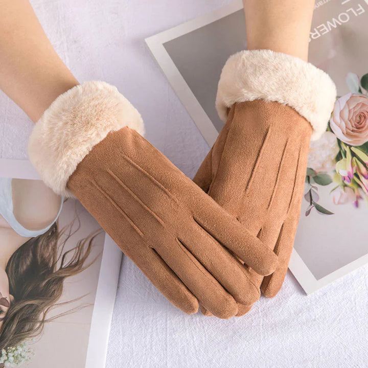 Trendy Suede Ladies Gloves - Mirella-Coffee-State of Style