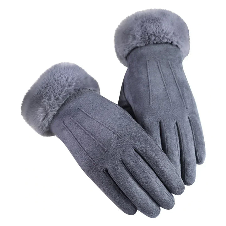 Trendy Suede Ladies Gloves - Mirella-Grey-State of Style