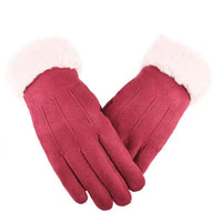Trendy Suede Ladies Gloves - Mirella-Red-State of Style