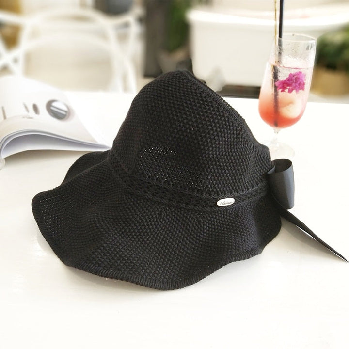 Trendy summer straw hat with opening for ponytail | Buy 1, get 1 free - SonnenSchwung-Black-State of Style