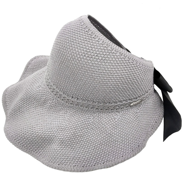 Trendy summer straw hat with opening for ponytail | Buy 1, get 1 free - SonnenSchwung-Gray-State of Style