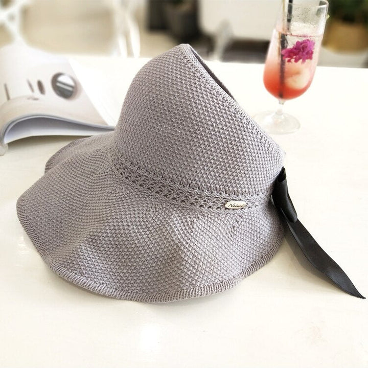 Trendy summer straw hat with opening for ponytail | Buy 1, get 1 free - SonnenSchwung-Gray-State of Style