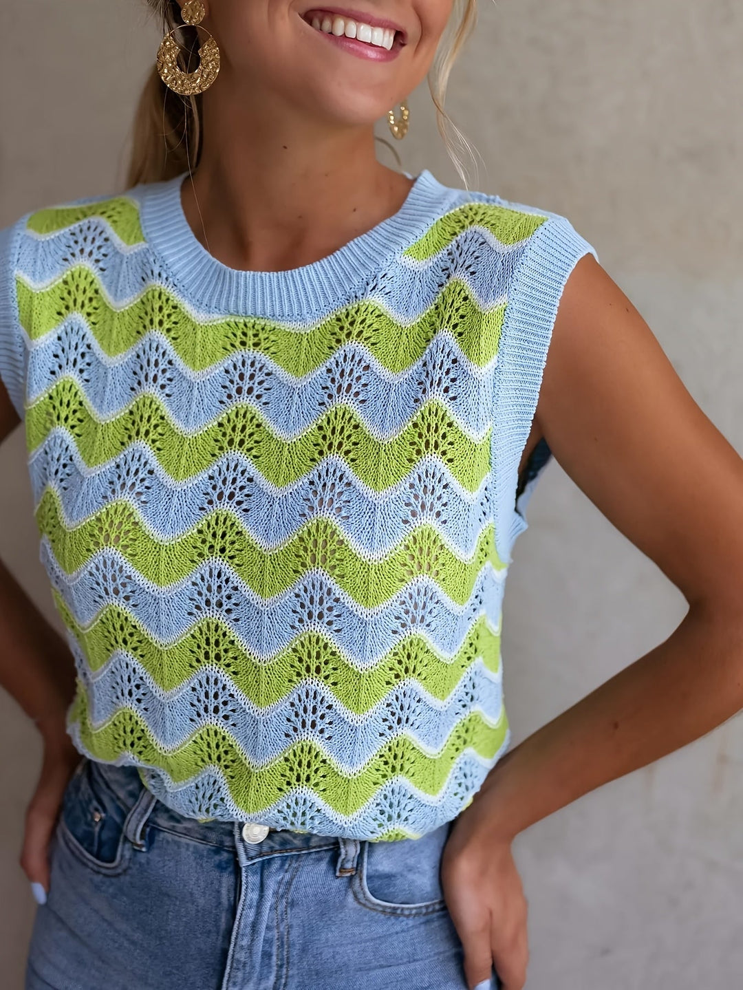 Trendy summer top in knit look | Buy 1, get 1 free - StrickGlow-S-State of Style