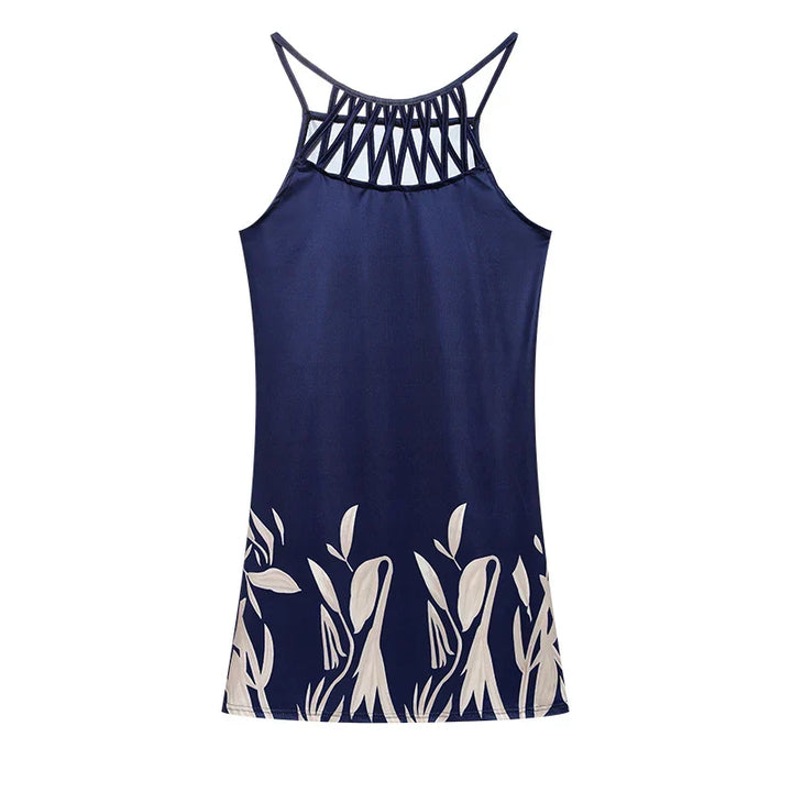 Trendy summer tunic dress with ethnic print & spaghetti straps – Kiara-Flowers-S-State of Style