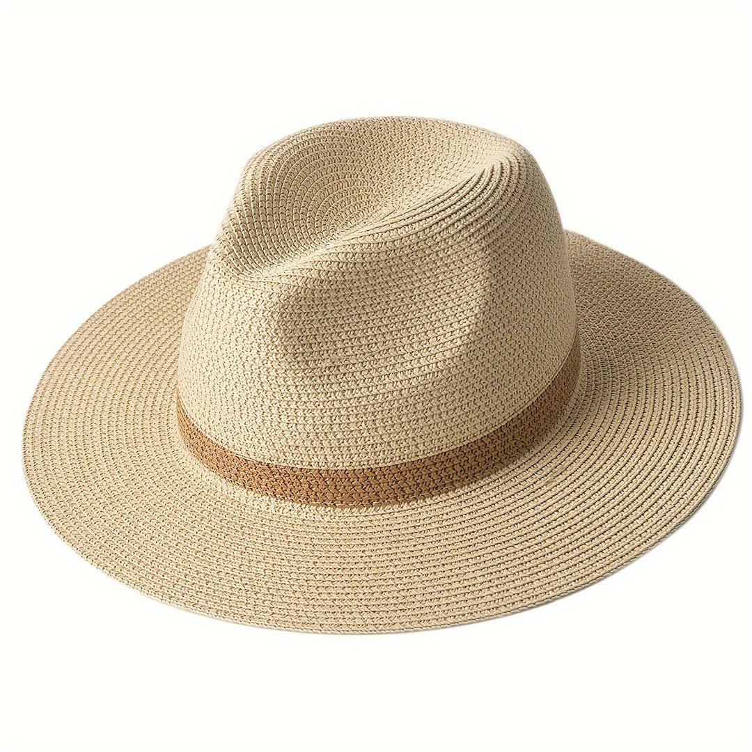 Trendy sun hat with a wide brim for ladies and gentlemen – SunShield Panama-Beige-M/L-State of Style