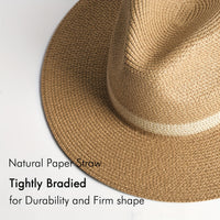 Trendy sun hat with a wide brim for ladies and gentlemen – SunShield Panama-Khaki-M/L-State of Style
