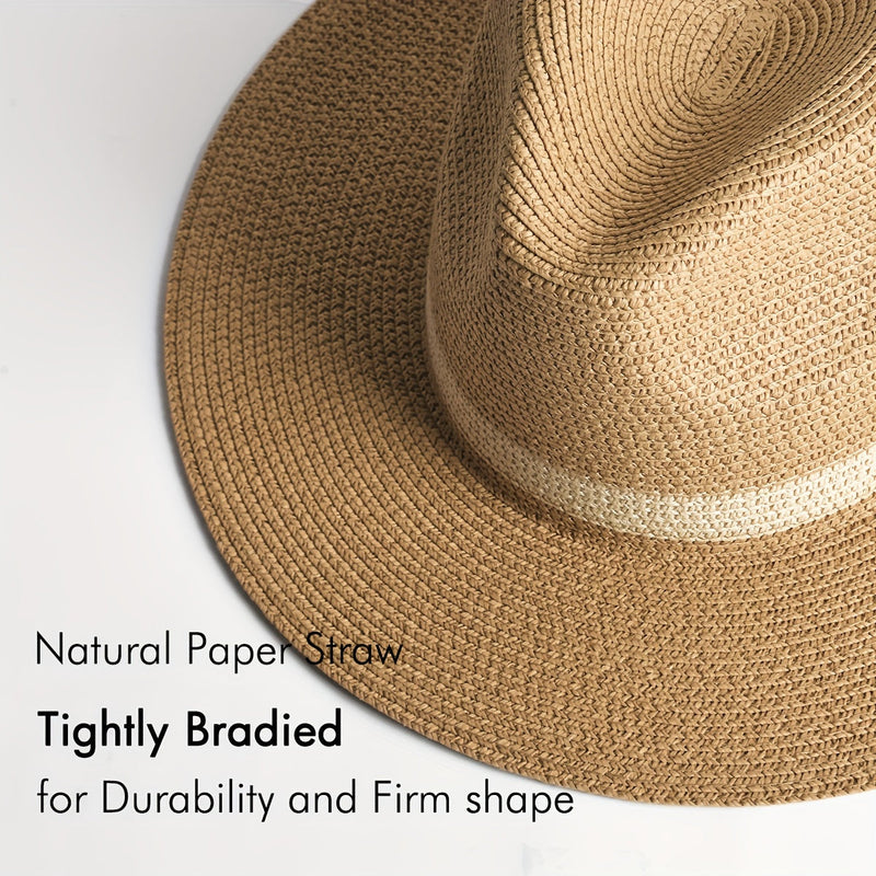 Trendy sun hat with a wide brim for ladies and gentlemen – SunShield Panama-Khaki-M/L-State of Style