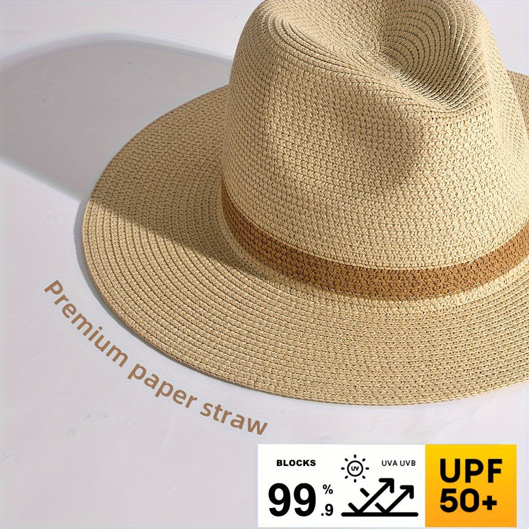 Trendy sun hat with a wide brim for ladies and gentlemen – SunShield Panama-Khaki-M/L-State of Style