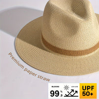 Trendy sun hat with a wide brim for ladies and gentlemen – SunShield Panama-Khaki-M/L-State of Style