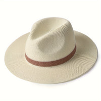 Trendy sun hat with a wide brim for ladies and gentlemen – SunShield Panama-Khaki-M/L-State of Style