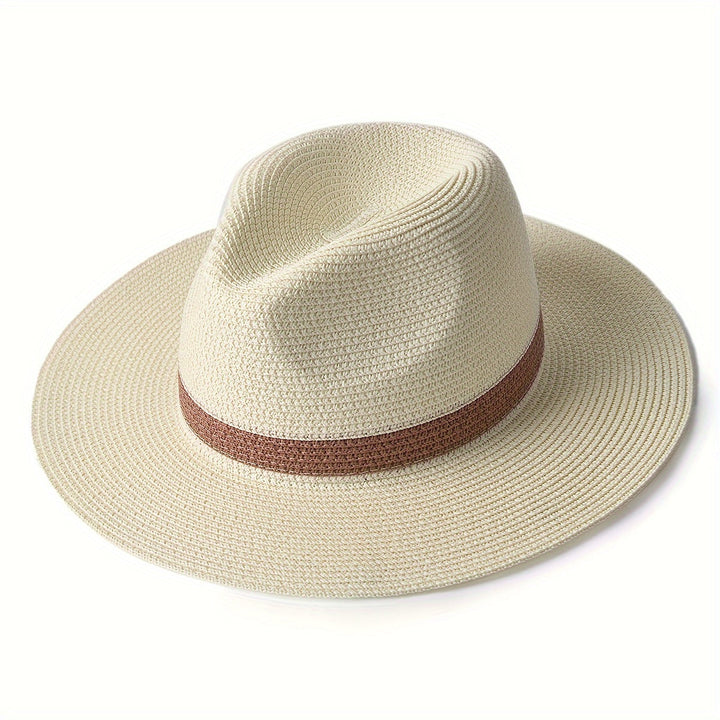 Trendy sun hat with a wide brim for ladies and gentlemen – SunShield Panama-Khaki-M/L-State of Style