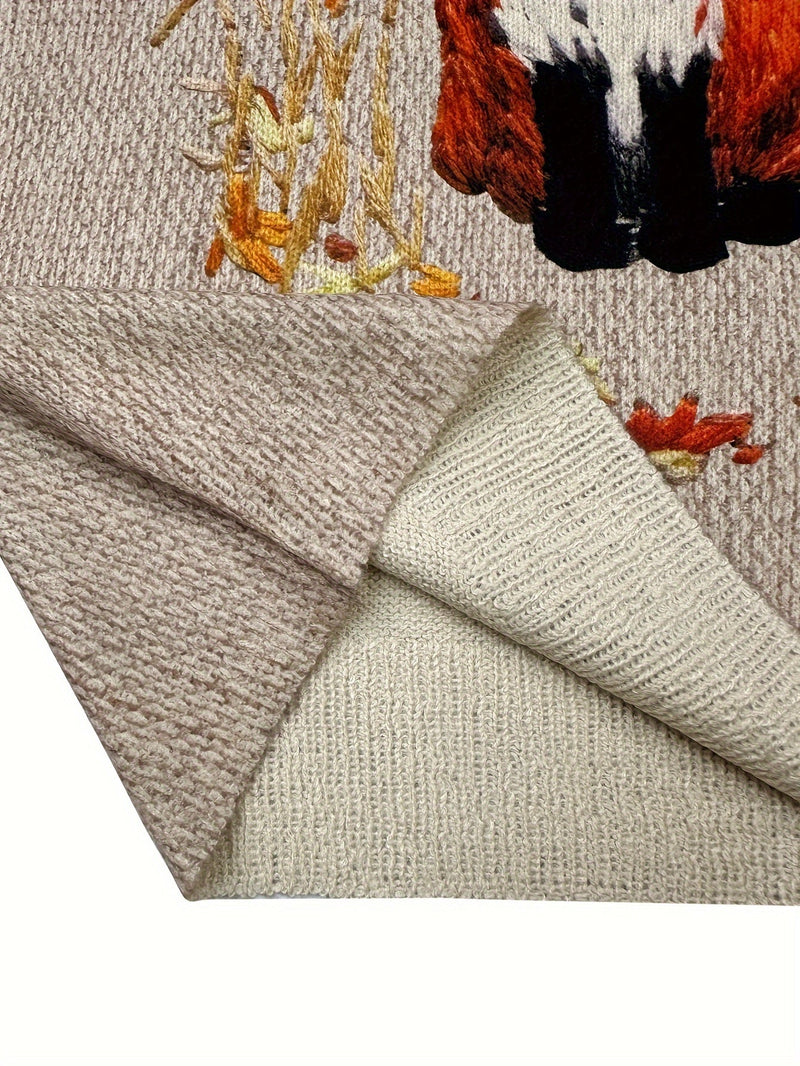 Trendy Sweater with Fox Print - Elisanne-S-State of Style