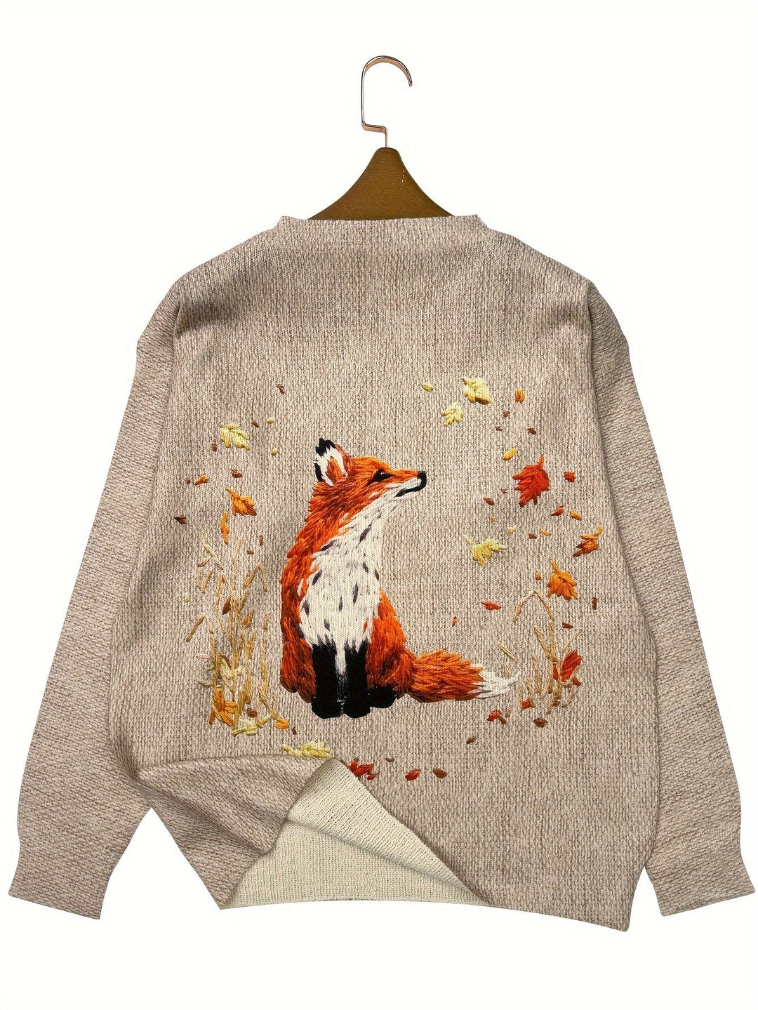 Trendy Sweater with Fox Print - Elisanne-S-State of Style