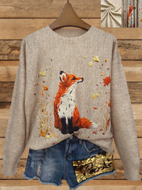 Trendy Sweater with Fox Print - Elisanne-S-State of Style