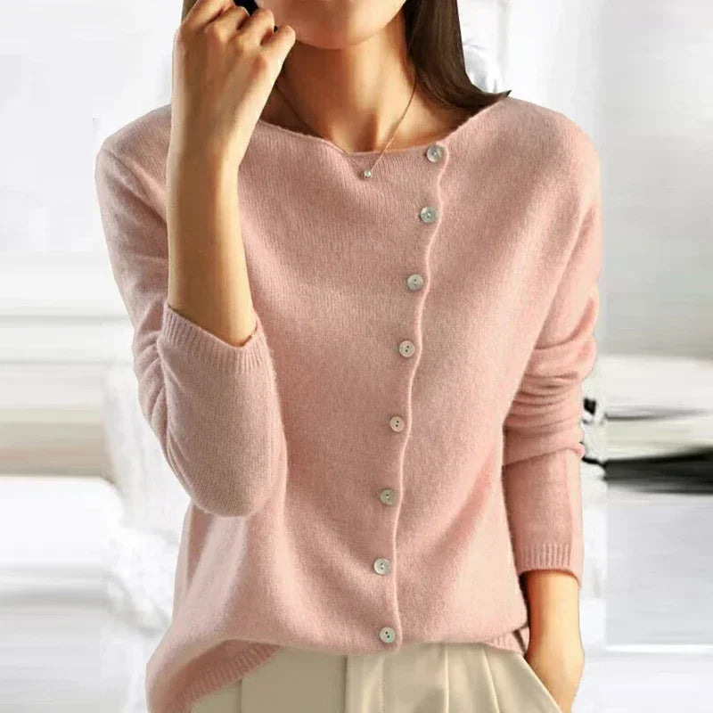 Trendy Sweater with Stylish Button Closure - Elisa-S-Lichtroze-State of Style