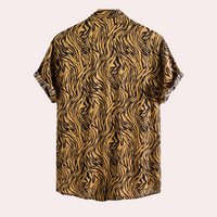 Trendy Tiger Print Shirt with Button Closure - Oscar-S-State of Style