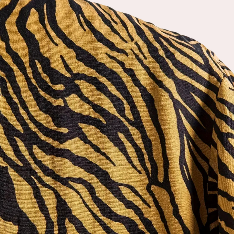 Trendy Tiger Print Shirt with Button Closure - Oscar-S-State of Style