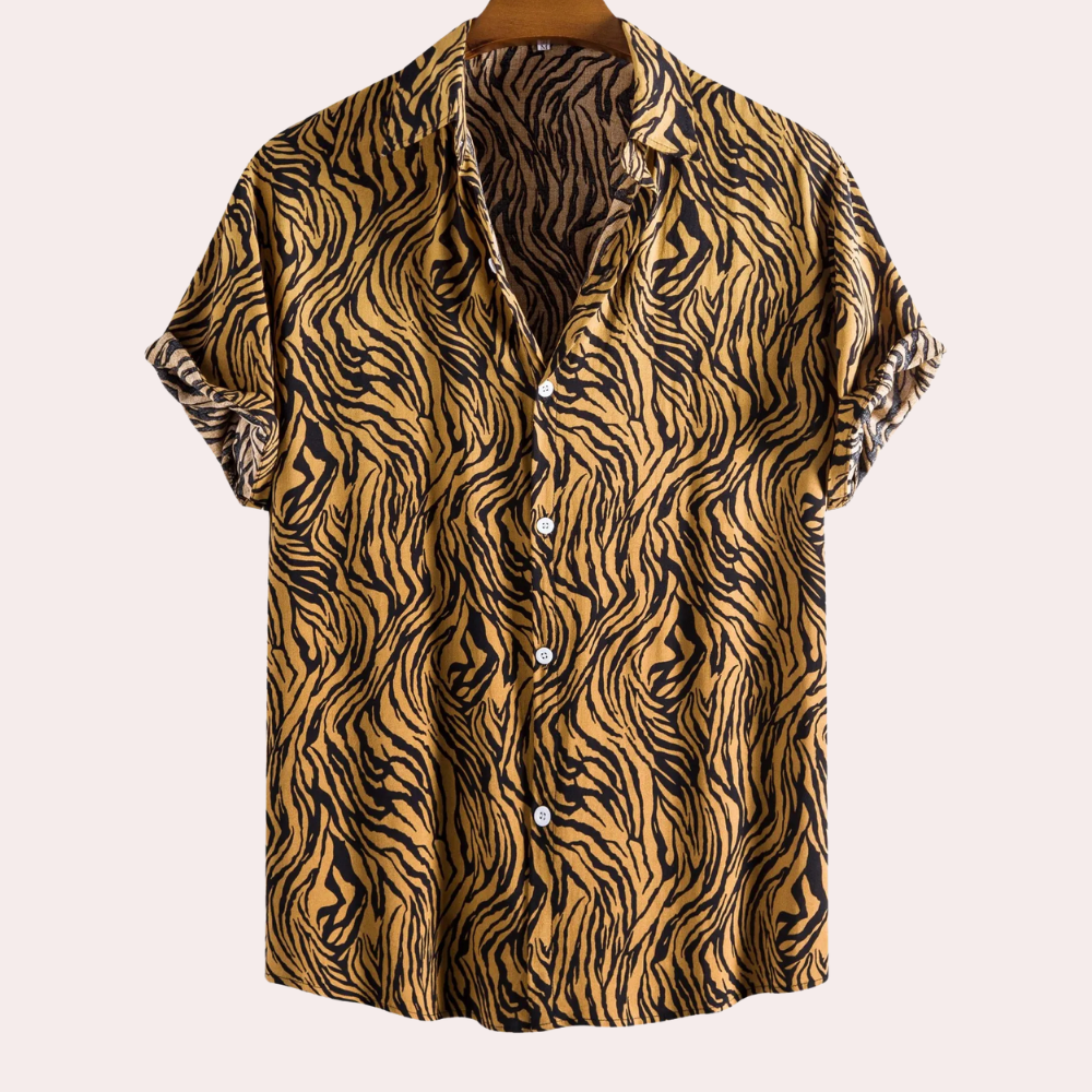 Trendy Tiger Print Shirt with Button Closure - Oscar-S-State of Style