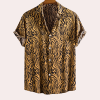 Trendy Tiger Print Shirt with Button Closure - Oscar-S-State of Style