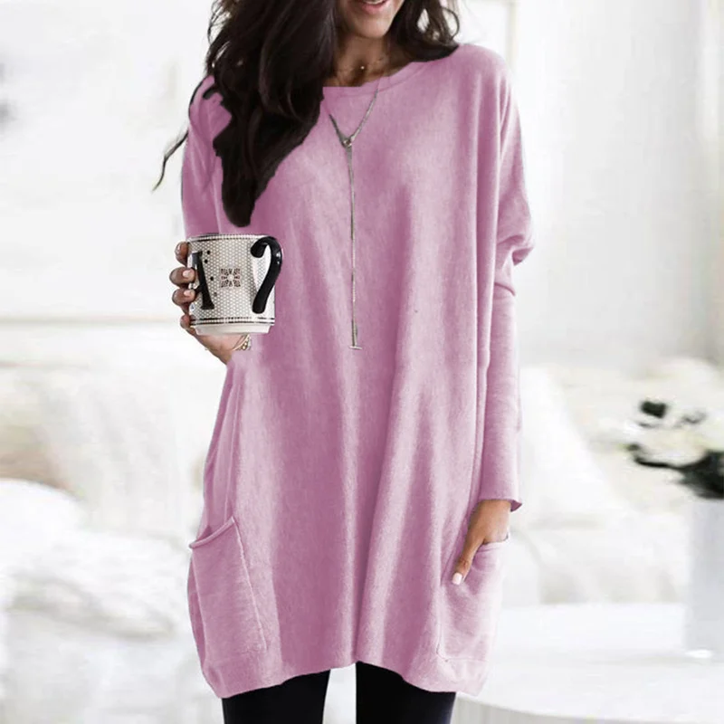Trendy Tunic with Long Sleeves - Celina-Dark pink-S-State of Style