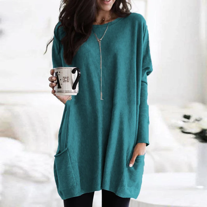 Trendy Tunic with Long Sleeves - Celina-Green-S-State of Style