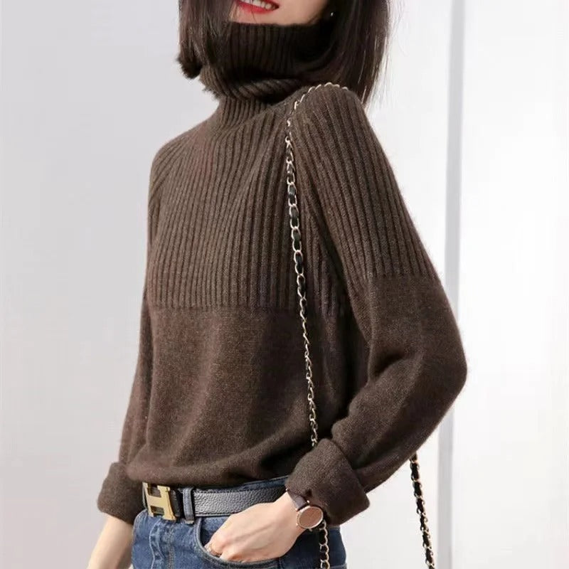 Trendy Turtleneck for Women - Serena-Dark Brown-S-State of Style