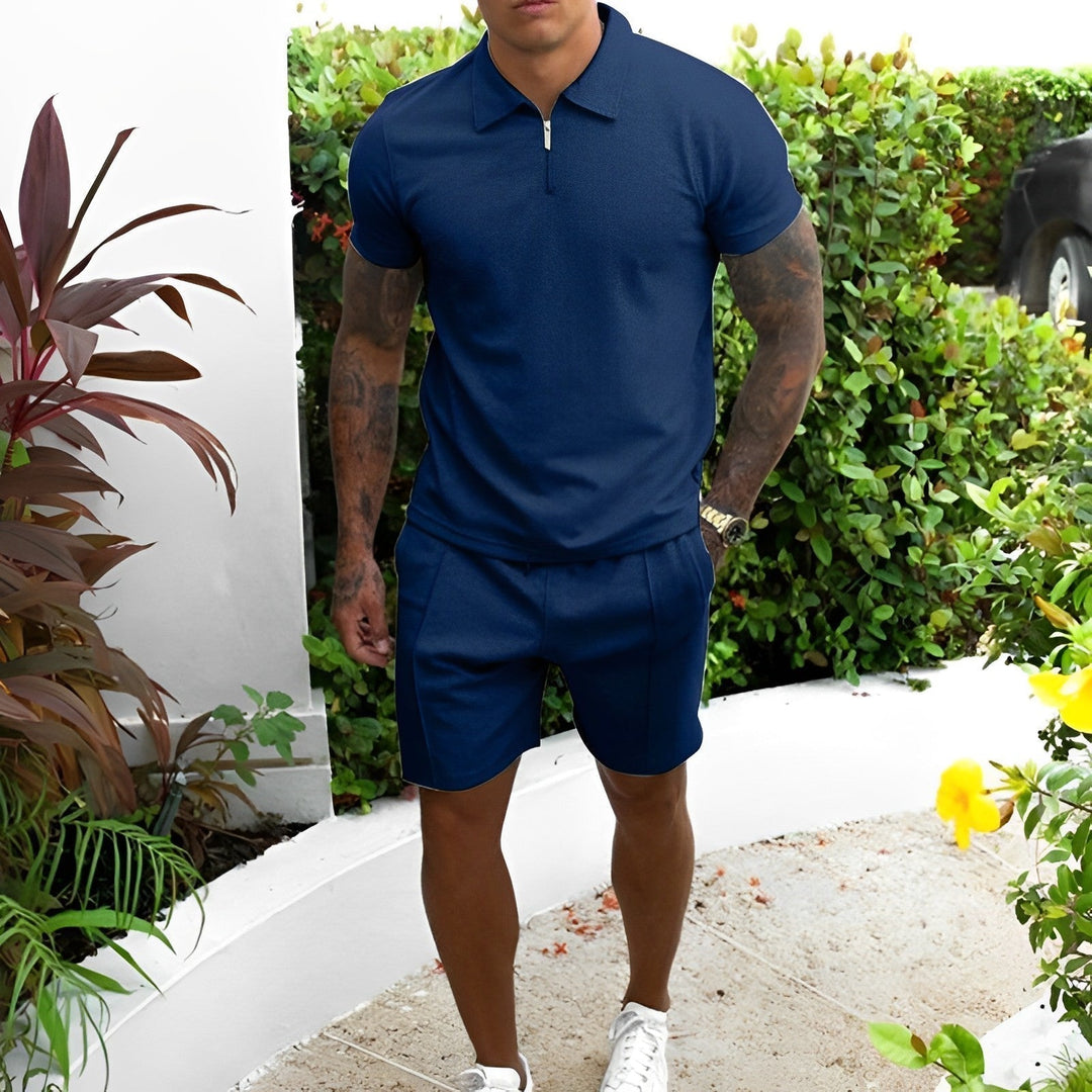Trendy Two-Piece Men's Summer Set – Lucian-Dark blue-S-State of Style