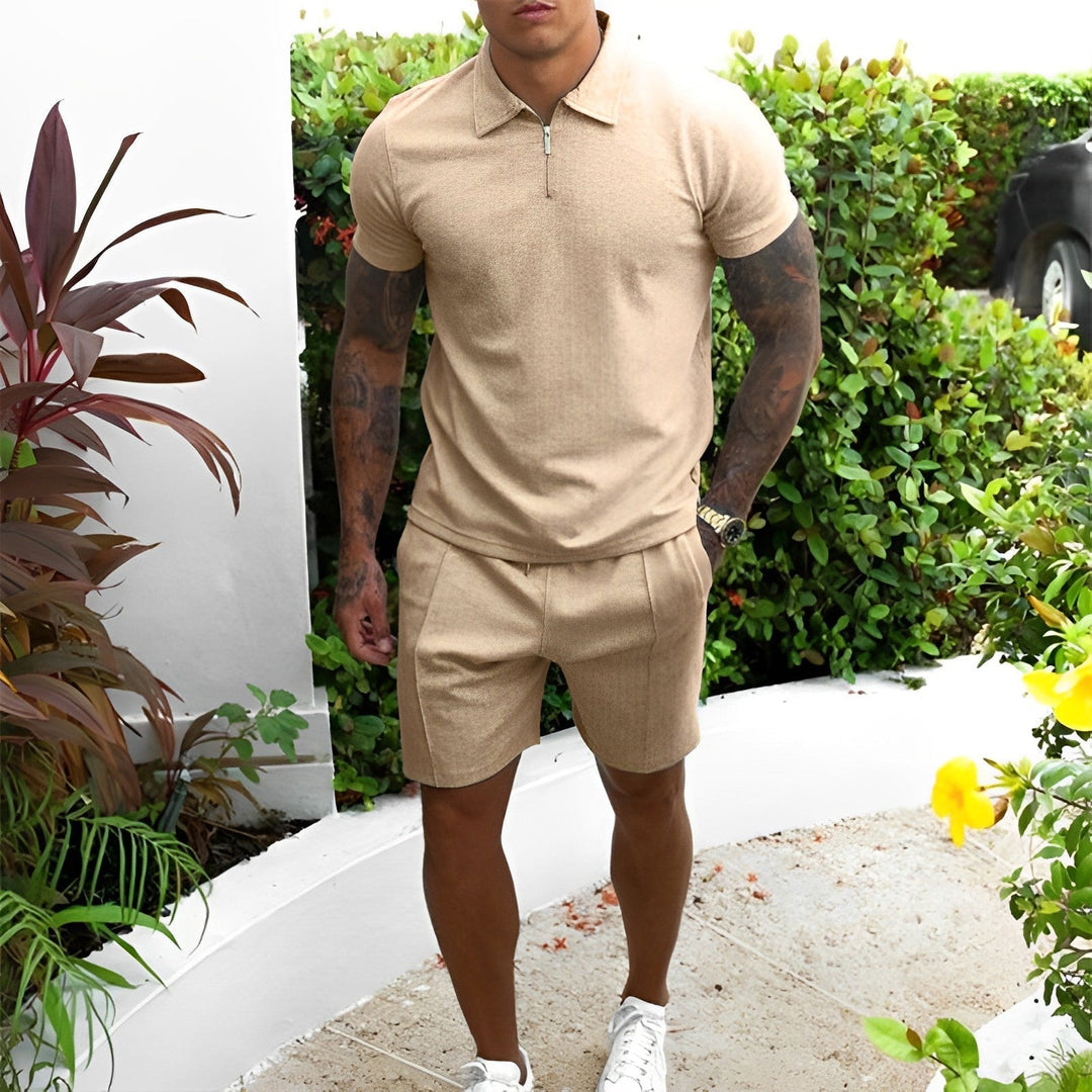Trendy Two-Piece Men's Summer Set – Lucian-Khaki-S-State of Style