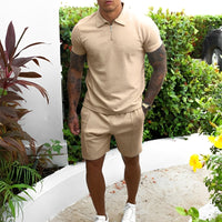 Trendy Two-Piece Men's Summer Set – Lucian-Khaki-S-State of Style